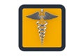 Silver Medical Caduceus Symbol as Touchpoint Web Icon Button. 3d Rendering