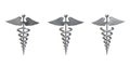 Silver Medical Caduceus Symbol. 3d Rendering