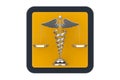 Silver Medical Caduceus Symbol in form of Scales as Touchpoint Web Icon Button. 3d Rendering