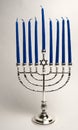 Silver Menorah with candles Royalty Free Stock Photo