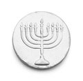 Silver Menorah Chocolate Coin Royalty Free Stock Photo