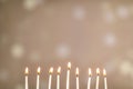 A silver menorah for the Jewish holiday Hanukkah with eight unlit candles Royalty Free Stock Photo