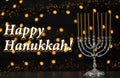 Silver menorah on table. Happy Hanukkah Royalty Free Stock Photo