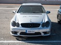 Silver Mercedes Benz CLK C209 luxury sports car parked at a exhibit