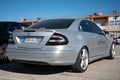 Silver Mercedes Benz CLK C209 luxury sports car parked on a street