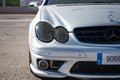 Silver Mercedes Benz CLK C209 luxury sports car parked on the street