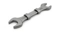 Silver Metal Adjustable Spanner Tool with Engraved Markings on a White Background wrench Royalty Free Stock Photo