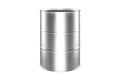 Silver metal barrel on white background isolated closeup, one round oil drum, steel keg, tin food can, canister, aluminium cask Royalty Free Stock Photo