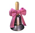 Silver Metal Festive Bell with the Pink Bow