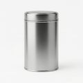 Silver metal container with lid on white background Royalty Free Stock Photo