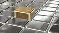 Silver metal cubes background with out standing golden cube