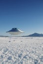 Silver Metal Flying Saucer UFO Harsh White Desert Planet Landscape Royalty Free Stock Photo