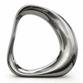 Silver metal frame of a curved, fancy shape on a white background, color tints and transitions, element of design