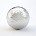 Silver 3d Golf Ball With Shiny Bumpy Texture On White Background Royalty Free Stock Photo