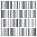 Silver metal gradient flower pattern backgrounds set