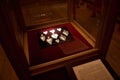 TRAKAI, LITHUANIA - JANUARY 02, 2013: Silver metal hearts in exhibition of Museum of Sacred Art Royalty Free Stock Photo