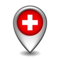 Silver metal map pointer with Switzerland flag Royalty Free Stock Photo