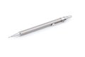 Silver metal mechanical pencil on white background. Mechanical pencil isolated on white. Close-up. Full depth of field Royalty Free Stock Photo