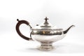 Silver Metal Ornate Tea Pot on White Background