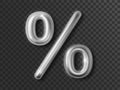 Silver metal percent Sign. 3D Realistic symbol for black friday sale isolated on dark background. Vector icon for Royalty Free Stock Photo
