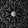 Silver metal plate with classic ornament. Silver mandala on black background. Indian vector pattern.