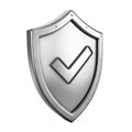 Silver Metal Shield Icon Checkmark 3 D Render 3d render Royalty Free Stock Photo