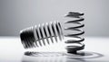 Silver Metal Springs on a White Surface with Shadows and Gradient Background Royalty Free Stock Photo