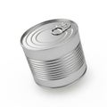 Silver metal tin can with pull-tab lid isolated on white Royalty Free Stock Photo