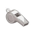 Silver Metal Whistle Object for Sports Referee or Coach Signaling Royalty Free Stock Photo