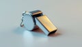 Silver metal whistle on a plain background, sports theme Royalty Free Stock Photo