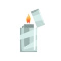 Silver metal zippo lighter vector Illustration Royalty Free Stock Photo