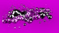 Silver metall ball, Purple ball abstract. Purple matte background. Metaball. Studio light. 3d illustration. 3d render.