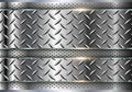 Silver metallic background, shiny and lustrous metal banner on perforated pattern back Royalty Free Stock Photo