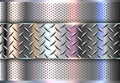 Silver metallic background, shiny and lustrous metal banner on perforated pattern back Royalty Free Stock Photo