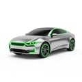 Silver Metallic Coupe with Green Neon Accents Royalty Free Stock Photo