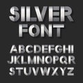 Silver metallic font set Royalty Free Stock Photo