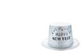 Silver metallic happy new year party hat isolated on white background, clipping path. copy space of your text Royalty Free Stock Photo