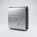 Silver metallic icon with horizontal lines and squares isolated on white background Royalty Free Stock Photo