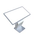 Silver Metallic Interactive Information Terminal. Isometric View of a Touch Screen Kiosk Stand