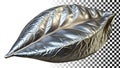 Silver metallic leaf texture, shiny industrial nature png transparent image Generative AI Royalty Free Stock Photo