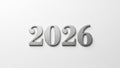 Silver metallic 2026 numerals on plain background Royalty Free Stock Photo