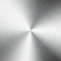 Silver metallic radial gradient with scratches. Titan, steel, chrome, nickel foil surface texture effect. Vector illustration Royalty Free Stock Photo