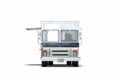 Silver metallic realistic food truck isolated on white. 3d rendering.