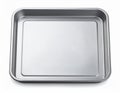 Silver Metallic Rectangular Baking Tray on White Background with Subtle Shadows Royalty Free Stock Photo