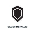 Silver metallic shiny shield icon. Simple element illustration