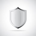 Silver metallic shield vector icon Royalty Free Stock Photo