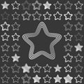 Silver metallic star icon design set