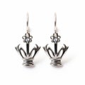 Silver Miniature Crown Earrings With Majismo And Religious Symbolism