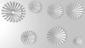 Silver minimalist flowers gradually plotted in circular motion on light gray background, abstract low contrasting video