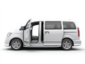 Silver Minivan with Open Doors on White Background Royalty Free Stock Photo